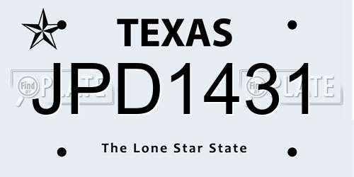 JPD1431 Texas License Plate
