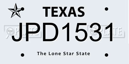 JPD1531 Texas License Plate