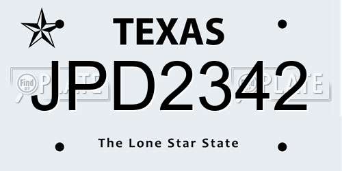 JPD2342 Texas License Plate
