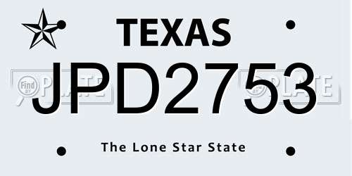 JPD2753 Texas License Plate