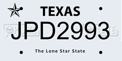 JPD2993 Texas License Plate