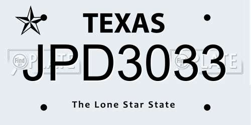 JPD3033 Texas License Plate