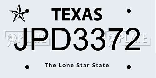 JPD3372 Texas License Plate