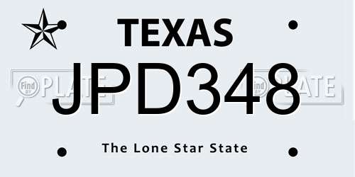 JPD348 Texas License Plate