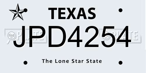 JPD4254 Texas License Plate