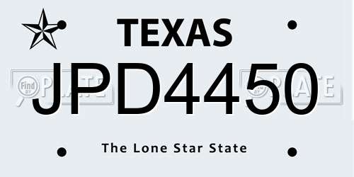 JPD4450 Texas License Plate