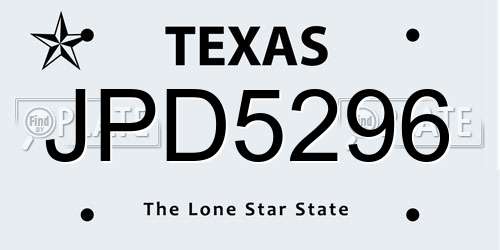 JPD5296 Texas License Plate