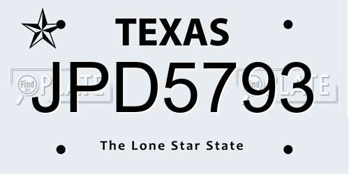 JPD5793 Texas License Plate