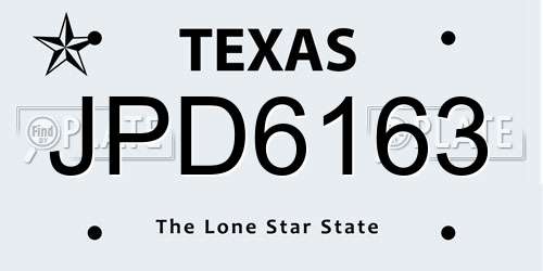 JPD6163 Texas License Plate