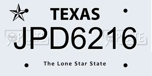 JPD6216 Texas License Plate