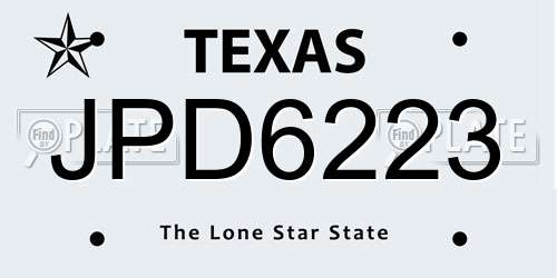 JPD6223 Texas License Plate