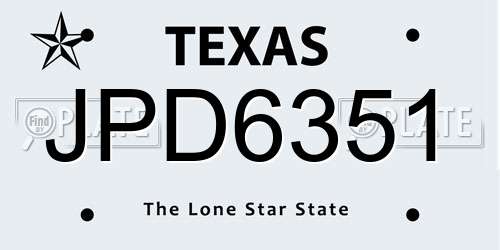 JPD6351 Texas License Plate