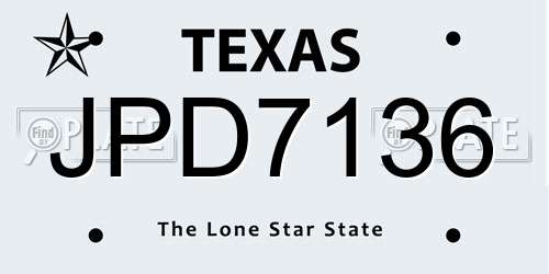 JPD7136 Texas License Plate