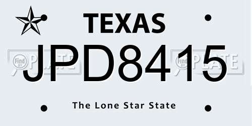 JPD8415 Texas License Plate