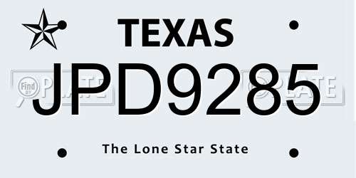 JPD9285 Texas License Plate