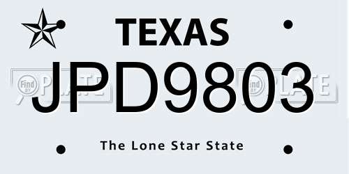 JPD9803 Texas License Plate
