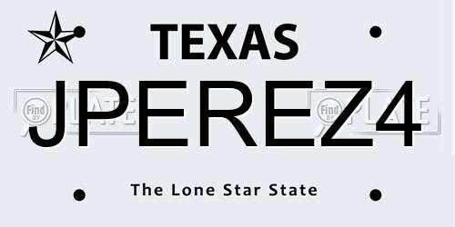 JPEREZ4 Texas License Plate