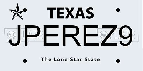 JPEREZ9 Texas License Plate