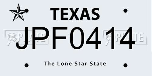 JPF0414 Texas License Plate