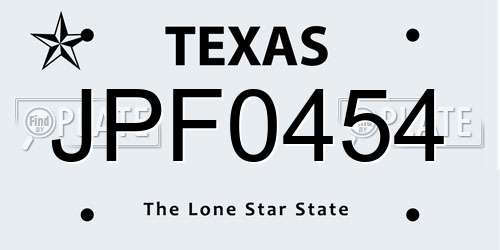 JPF0454 Texas License Plate