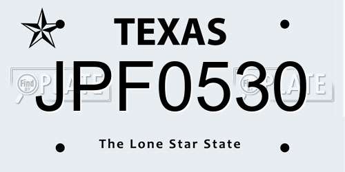 JPF0530 Texas License Plate