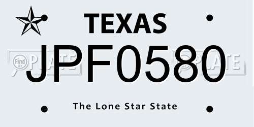 JPF0580 Texas License Plate