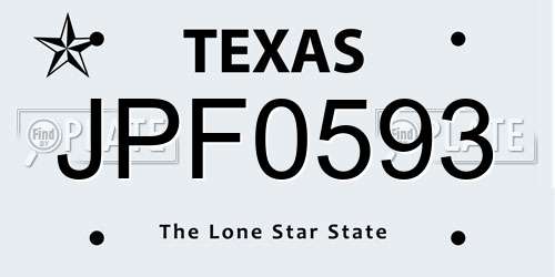 JPF0593 Texas License Plate