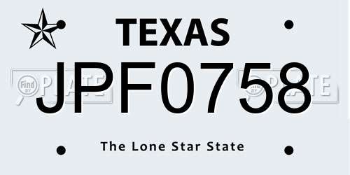 JPF0758 Texas License Plate