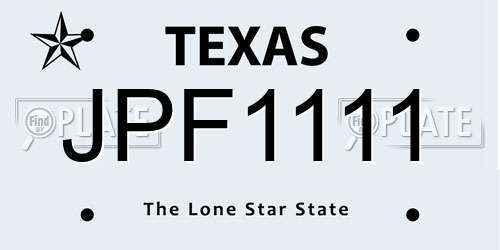 JPF1111 Texas License Plate