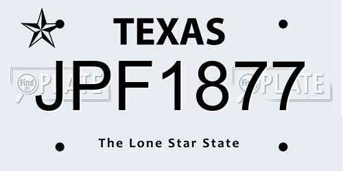 JPF1877 Texas License Plate