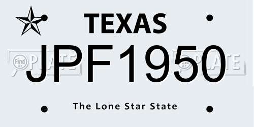 JPF1950 Texas License Plate