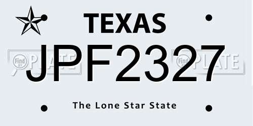 JPF2327 Texas License Plate