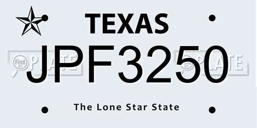 JPF3250 Texas License Plate