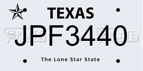 JPF3440 Texas License Plate