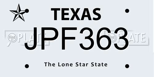 JPF363 Texas License Plate