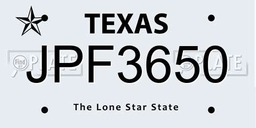 JPF3650 Texas License Plate