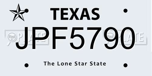 JPF5790 Texas License Plate