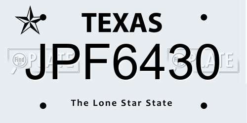 JPF6430 Texas License Plate