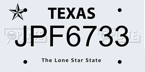 JPF6733 Texas License Plate
