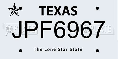 JPF6967 Texas License Plate
