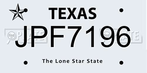 JPF7196 Texas License Plate
