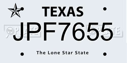 JPF7655 Texas License Plate