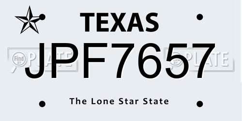 JPF7657 Texas License Plate