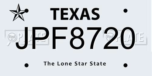 JPF8720 Texas License Plate