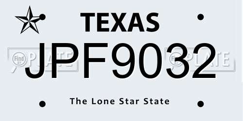 JPF9032 Texas License Plate