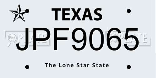 JPF9065 Texas License Plate
