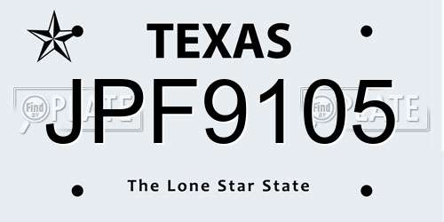 JPF9105 Texas License Plate