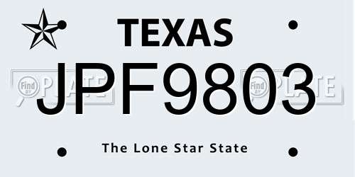 JPF9803 Texas License Plate