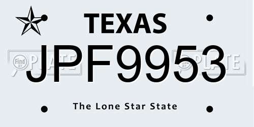 JPF9953 Texas License Plate