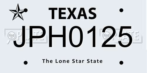 JPH0125 Texas License Plate